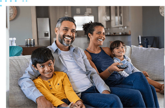family enjoying TV